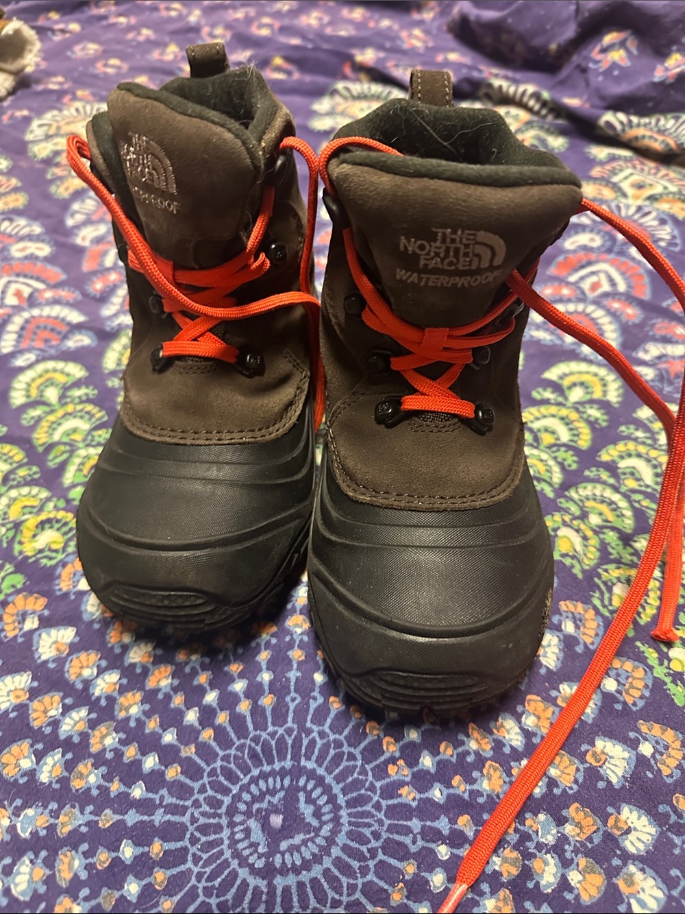 The North Face Kids Brown and Orange Waterproof Winter Boots